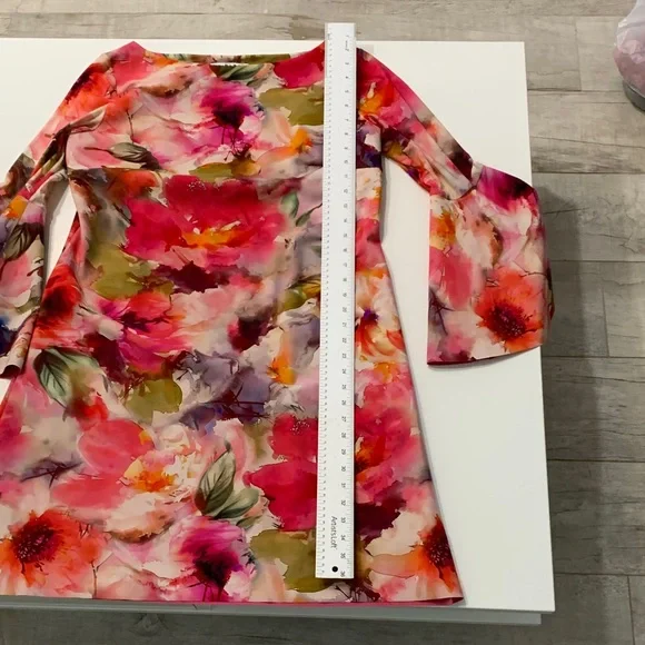 Chiara Boni La Petite Robe Floral Bell-Sleeve Dress (IT 52 / US ~16 / XL)